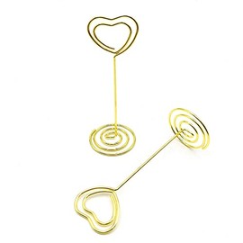 10 Pack Heart Shape Table Number Card Holders Photo Holder Stands Place Paper Menu Clips for Wedding Party Sign Food Cards Label Gold