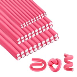 WALFESHOO 10PCS Pink Flexible Curling Rods, Twist Foam Hair Rollers, No Heat Hair Curlers for Women Girls Long and Short Hair (Medium)