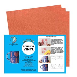 Craftables Coral Glitter Adhesive Vinyl for Cricut, Silhouette Cameo, and Craft Cutters - (3) 12in x 12in Sheets