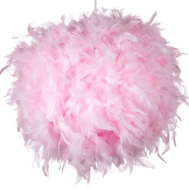 40cm Pink Feather Light Shade, Lamp Shade for Pendant Ceiling Light, Table Lamp, Floor Lamp, Fluffy Feather Lampshade Ceiling Light Shade for Living Room, Bedroom by Klass Home Collection