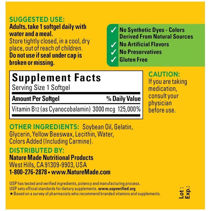 Nature Made Vitamin B12 Extra Strength 3000 mcg, B12 Vitamin