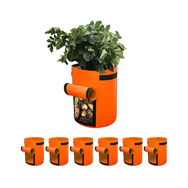 Gardzen 6 Pack BPA-Free 10 Gallon Vegetable Grow Bags with