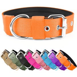 Heavy Duty Tactical Dog Collar - 1.5" Width Military Durable Thick Nylon with Adjustable Metal Buckle Working Training K9 Collar for Small Medium Large Dogs Orange M