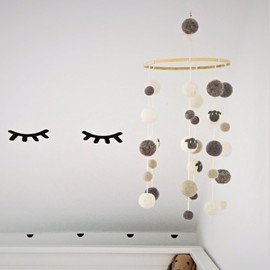 Gry & Sif Mobile Baby Felt with Sheep for the Baby Cot, Playpen or Changing Table, Baby Room Decoration, First Equipment Newborn, Handmade, Fair Trade, Diameter 20 cm, Length 55 cm, Sheep