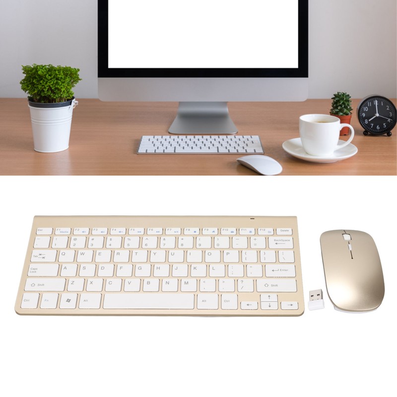 Keyboard Mouse Set 2.4G Wireless 78 Keys USB Thin Etched