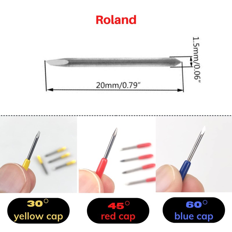 1 holder +15pcs 5x30+5x45+5x60 Blades for Roland Vinyl Cutter blade