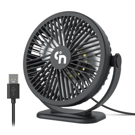 WiHoo USB Desk Fans Small Quiet Electric Plug in,3 Speeds Desktop Cooling Mini Fan with LED Night Lights,360°Rotation Small Desk Fan for Home Office Desktop Office Table 5.3 Inch (T5-06)