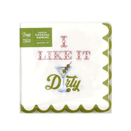 Two's Company I Like It Dirty 3-Ply Paper Cocktail Napkin with Scalloped Edge, 5-Inch, Multicolor, Set of 30