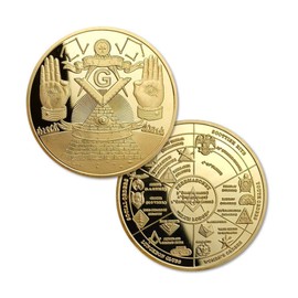 Masonic Challenge Coin Gold Plated Freemason Coins Collector's Medallion