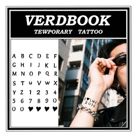 VERDBOOK Waterproof Temporary Tattoos: 2-Sheet Tattoo Kit with Realistic Body Stickers, Semi-Permanent Tattoos for Adults Lasting 7-15 Days – Safe for Men & Women, Alpha Heart Grid