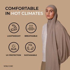 Voile Chic Bamboo Ribbed Jersey Hijab Scarf for Women - Head Scarf for Women - Desert