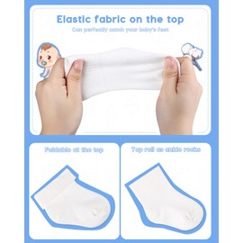 Lictin Newborn Baby Socks - 8 Pairs Unisex White Grey Ankle Socks for Infant, Soft Baby Sock with Elasticity for Toddlers, 0-12 Months Infant Cotton Socks for Boys Girls, Baby Grooming Gift