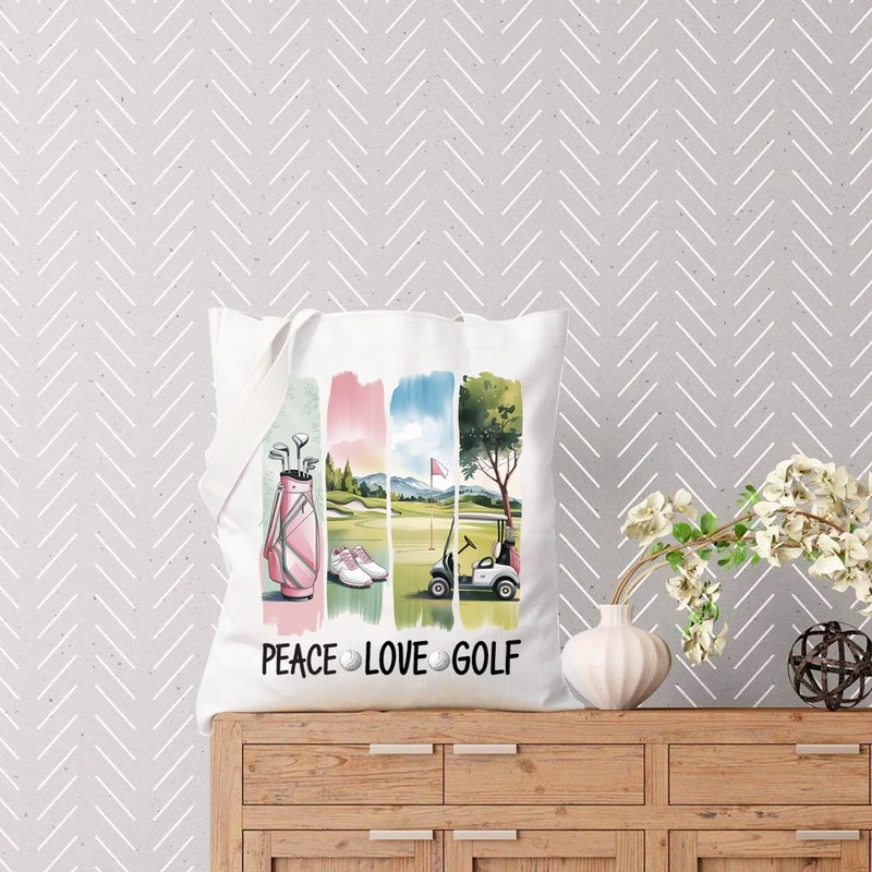 TSOTMO Golf Gift Golfing Shopping Bag Peace Love Golf Canvas