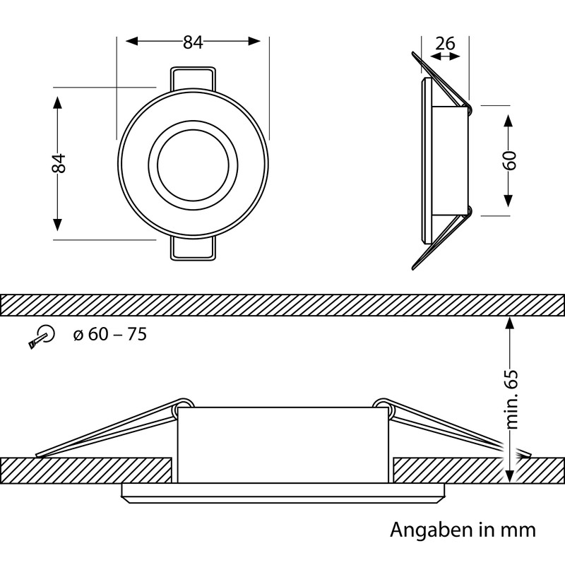 ledscom.de ERID Bathroom Ceiling Mounting Frame, Wet Room, Bathroom, IP44,