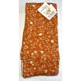 DREAM HOME KITCHEN TOWELS (2) PUMPKINS ORANGE 18 X 28 COTTON GAUZE NIP