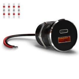 Adullama 66W 12V USB Outlet PD 3.1 Type-C 30W&QC3.0 USB-C Laptop Charger Socket Dual Port Aluminum Fast Charging Recessed Mount Car Charger Replacement for RV Camper Trailer Truck Boat Golf (1Pcs)