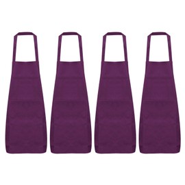 sourcing map 4pcs Kitchen Cooking Aprons 75x65cm Polyester Artist Painting Apron with 2 Pockets for Women Men Chef Home Kitchen Restaurant Craft Garden Cooking, Purple