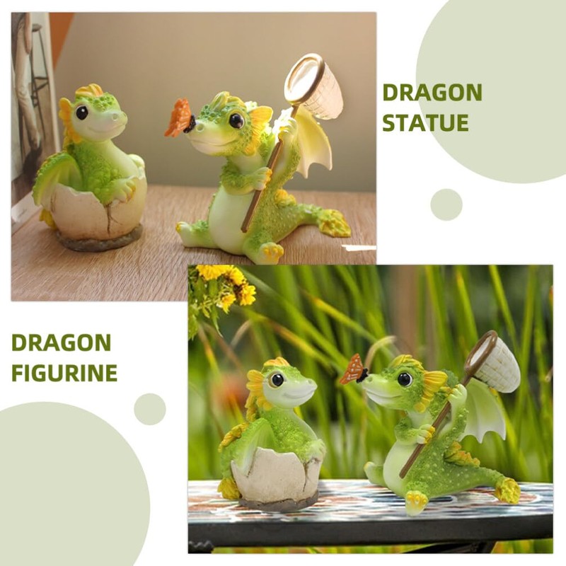 SUPVOX Resin Dragon Garden Statue Small Dragon Figurine for Garden