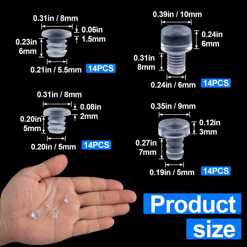 ANCIRS 56 Pcs Glass Top Table Bumpers with Stem, Anti