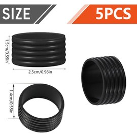 spintenis Tennis Racket Grip Band Rubber Ring Racket Grip Bands-Silicone Band Soft Non-Slip Racket Handle Rubber Ring 5PCS Black