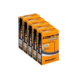 Continental Race 28 Light 700x20-25c Bicycle Inner Tubes, 80mm Long Presta Valve - 5 Pack w/ Decal