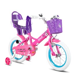 JOYSTAR Little Miss 16 Inch Kids Bike for 4-7 Years Girls Princess 16 Inch Bike with Training Wheels Basket Streamer Toddler Girls Bicycle Fuchsia