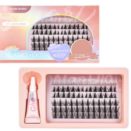 MLEN DIARY Manga Lashes 104 Clusters Lashes D Curl Cluster Individual Lashes Natural Look Fluffy Faux Mink Eyelash Extension Kit with Glue for Make Up DIY