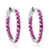 Femme Luxe created ruby gemstone Inside-Out hoop earrings in silver,