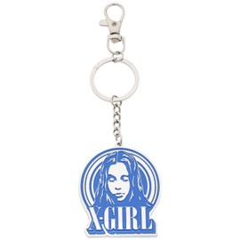 X Girl CIRCLE BACKGROUND Face Logo Key CHARM Women's Key Chain, blue