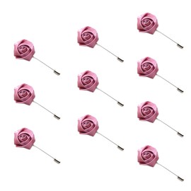 10Pcs Rose Boutonniere Lapel Pin for Men Dusty Rose Flower Lapel Pin for Men Suits Handmade Rose Corsage Satin Flower Outfit Accessories Groom Groomsman Wedding Brooch Rose Lapel Pin for Husband