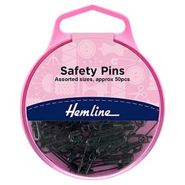 HEMLINE Safety PINS 50PK H414.99,Black,23mm, 19mm