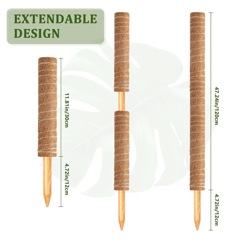 4 Pack 47 Inch Moss Pole, Stackable Moss Poles for