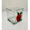 Red Apple Hand Painted Stained Glass Square Candle Holder Home