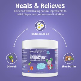 Souris Verte Herbozinc Diaper Rash Cream with Zinc Oxide – 2-Pack, Made in Canada