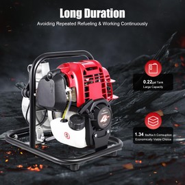 RustyVioum Gas Powered Water Transfer Pump, 1" 38CC 4 Stroke High Pressure Irrigation Water Pump for Irrigation, Gasoline Transfer Pumps(1.2kw, 8500r/min)