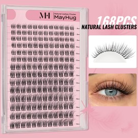 Mayhug Mayhug Natural Lash Clusters Individual Eyelash Clusters 168 Pcs Mix Length Cluster Lashes C Curl DIY Eyelash Extensions Natural Look Wispy Lash Clusters 8-14mm Eyelash ClustersLight