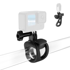 Action Camera Handle Bar Mount, Compatible DJI OSMO Action 5 Pro 4 3 Pocket, Insta360 Ace X3, GoPro Max Hero 13 12, XiaoYi, AKAIRIO, 360° Rotating Flexible Wrap Band Pole Bar Mount (Black)