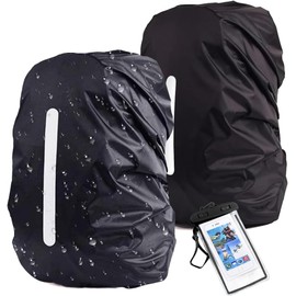 TAGNEFLOR Funda Impermeable para Mochila,2 Fundas Impermeables para la Lluvia para Mochila con Tira Reflectante,para Campismo,Ciclismo al Aire Libre,Senderismo,montañismo