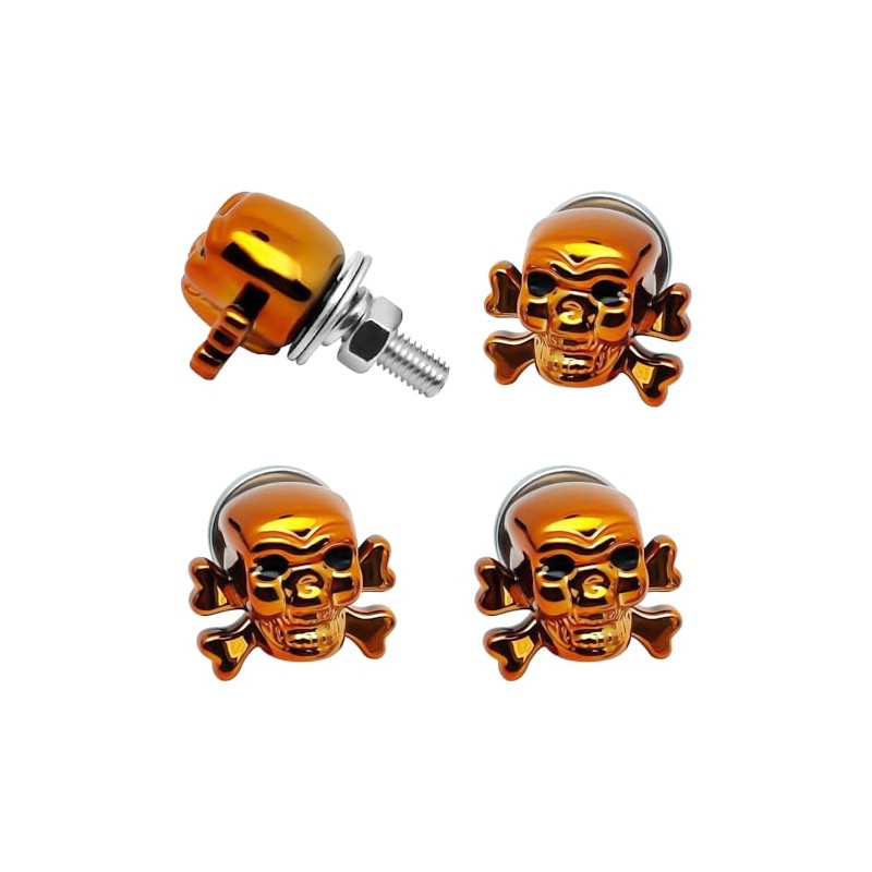 Skull License Plate Bolts & Screws for Car/Motorcycle/Truck, Decorative Rust-Proof