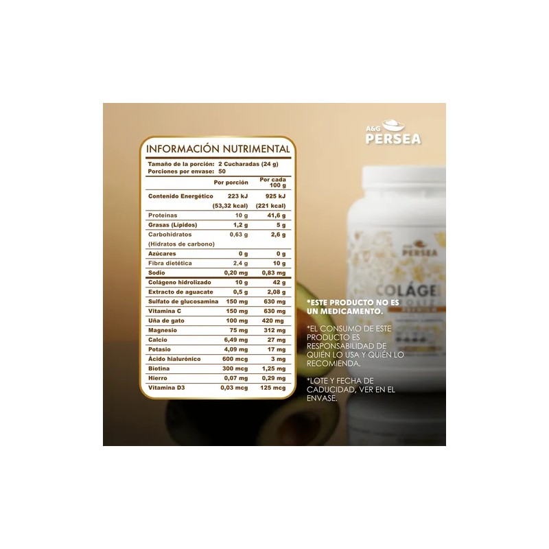 Pack 2 Colageno Hidrolizado Premium A&g Persea 1.2kg Cada Uno
