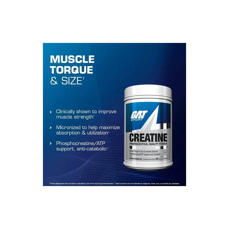 Creatina Monohidratada Gat Sport 100 Pura 300g 60 Porciones