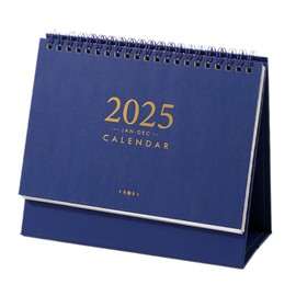 Small 2025 Desk Calendar,Blue Standing Flip Desktop Calendar,Daily Schedule Tiny Desk Calendar,Simple Solid Color Calendar Metal Ring Twin-Wire Binding Desktop Calendar for Home Office