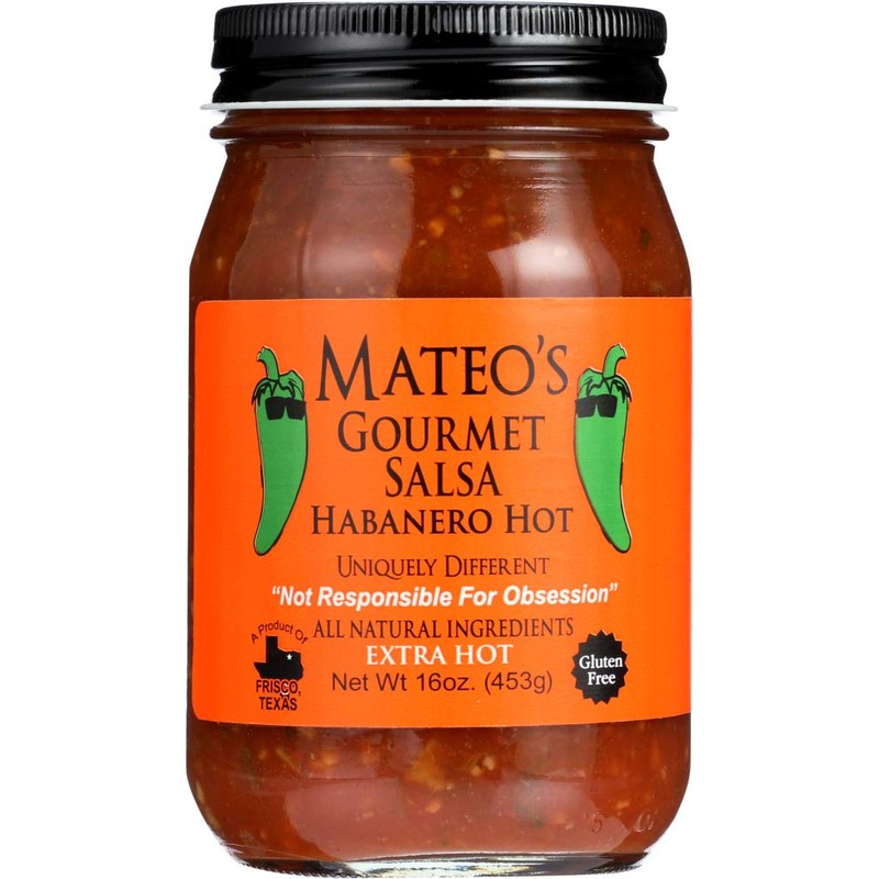 Mateo's Gourmet Salsa Habanero Hot, Extra Hot 16 Oz (Pack