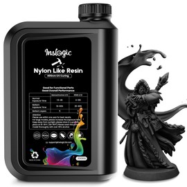 Inslogic Nylon 3D Printer Resin Black, 2KG Strong Tough Durable Nylon Like 3D Resin, High Compatible for LCD DLP SLA Resin 3D Printers, 395-405nm UV Light Curing 3D Printing Liquid Photopolymer Resin