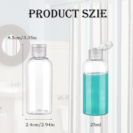 QOCUILC Pack of 20 Travel Bottles Set, 25 ml Plastic Bottle, Cosmetic Container, Transparent Plastic Air Bottle, PET Toiletries, Travel Shower Gel Container, Filling Transparent Travel Container,