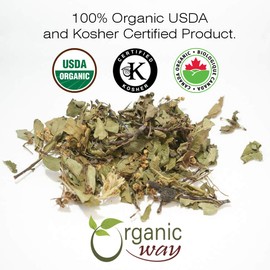 Organic Way Dried Hawthorn Leaf & Flower Whole (Crataegus monogyna) - European Wild-Harvest | Organic & Kosher Certified | Non GMO & Gluten Free | USDA Certified | Origin - Albania (1/4 LBS/4 OZ)