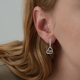Heart Print Earrings for Women- Sterling Silver Cute Pet Puppy Cat Dog Paw Print Hoop Earrings Hypoallergenic Cubic Zirconia Adorable Dainty Loop Earring Jewelry Gifts for Teens Daughter Granddaughter