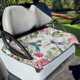 ZIATUBLES Floral Hummingbird Butterfly Pattern Universal Fit Golf Cart Seat Cover for Most 2 Passenger Club Car Lightweight Soft Breathable Fabric Golf Cart Seat Towel Protector