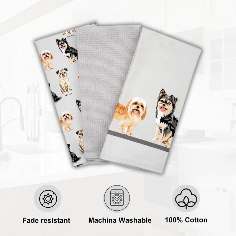 Pack of 3- Novelty Tea towels for kitchen 100% Cotton