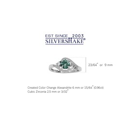 Silvershake Simulated Color Change Alexandrite and White Cubic Zirconia 925 Sterling Silver Engagement Ring Size 7